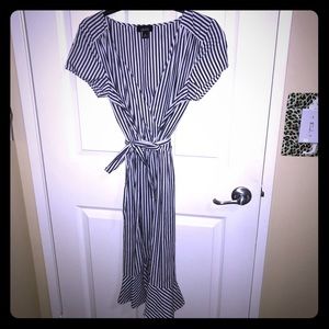 Navy and white striped dress.